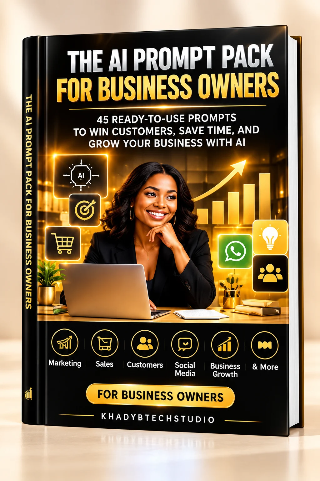 3D cover of The AI Prompt Pack for Business Owners — 45 ready-to-use prompts