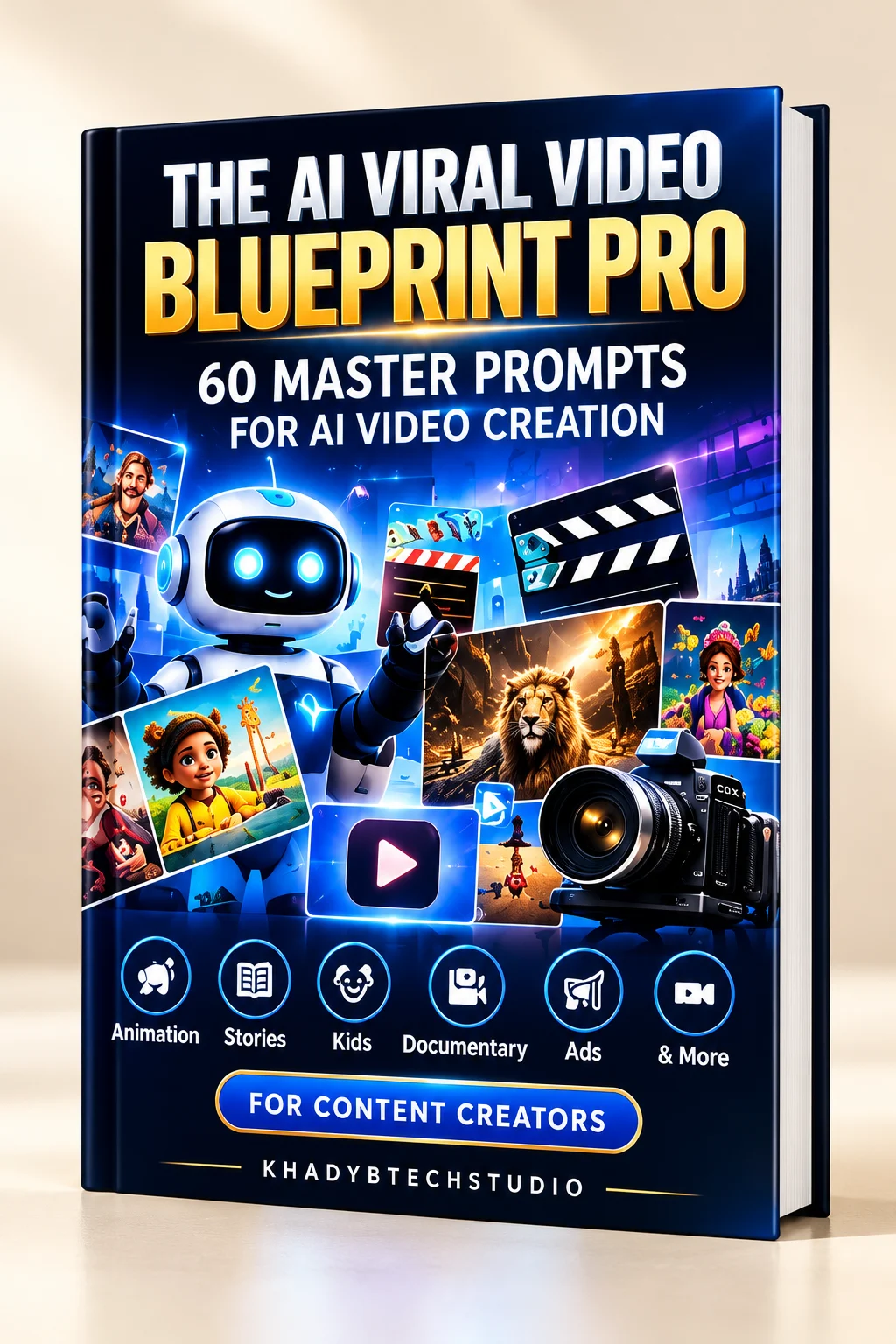 3D cover of The AI Viral Video Blueprint PRO — 60 master prompts for AI video creation
